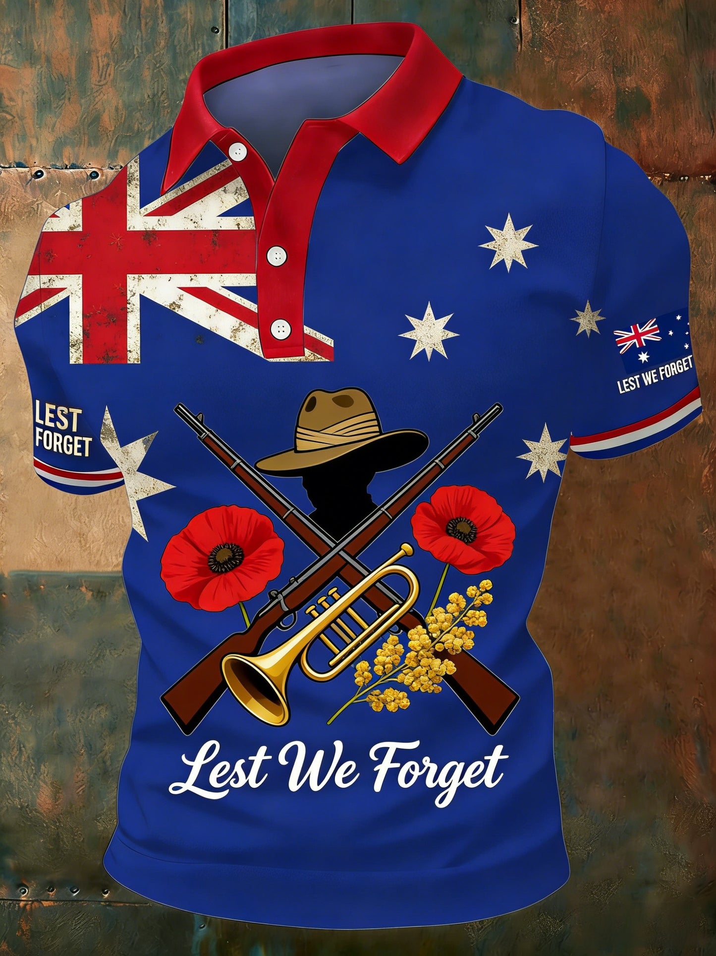Men's Australia Anzac Day Lest We Forget Short Sleeve Top