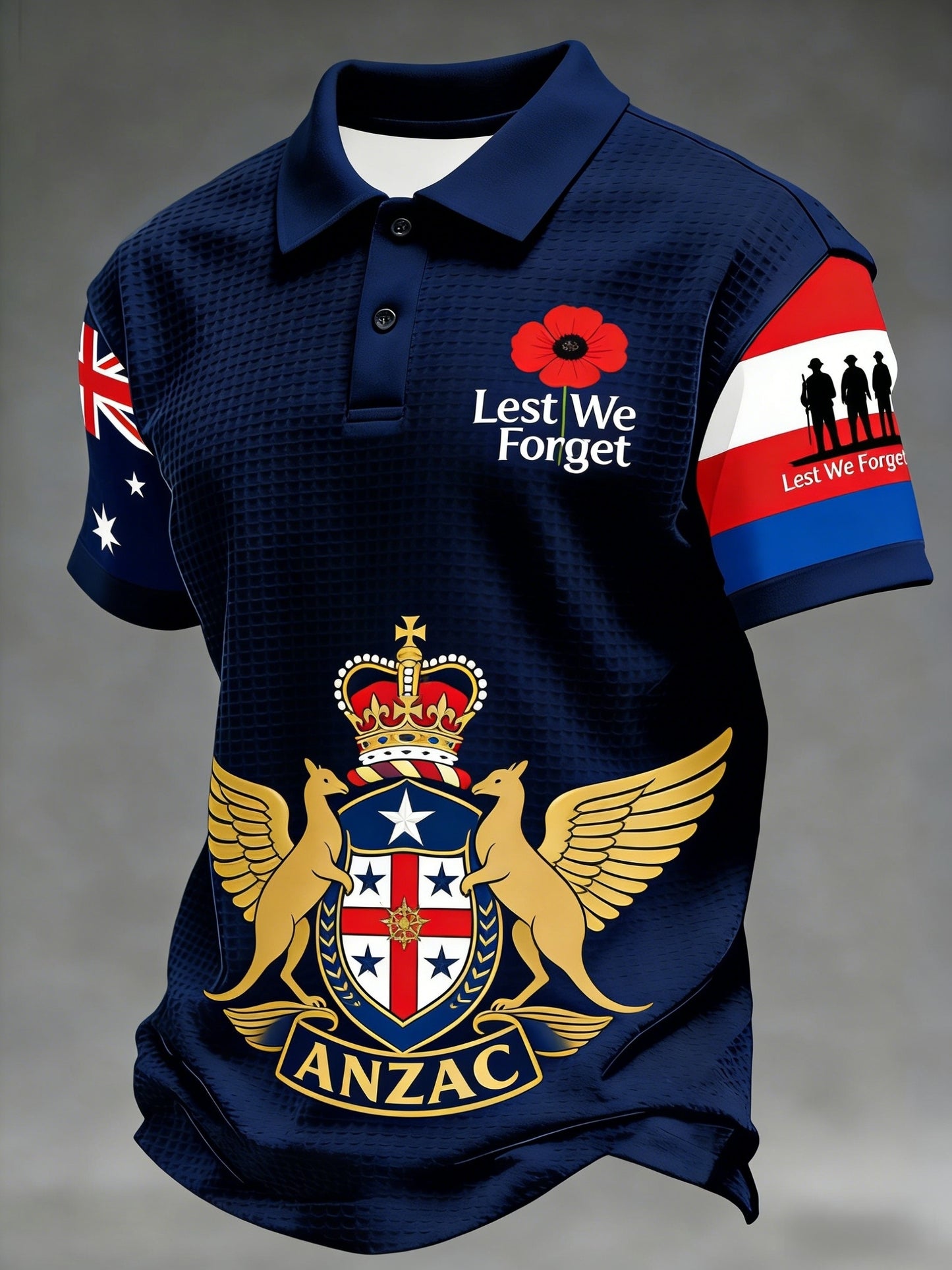 Men's Australia Anzac Day Lest We Forget Waffle Short Sleeve Top