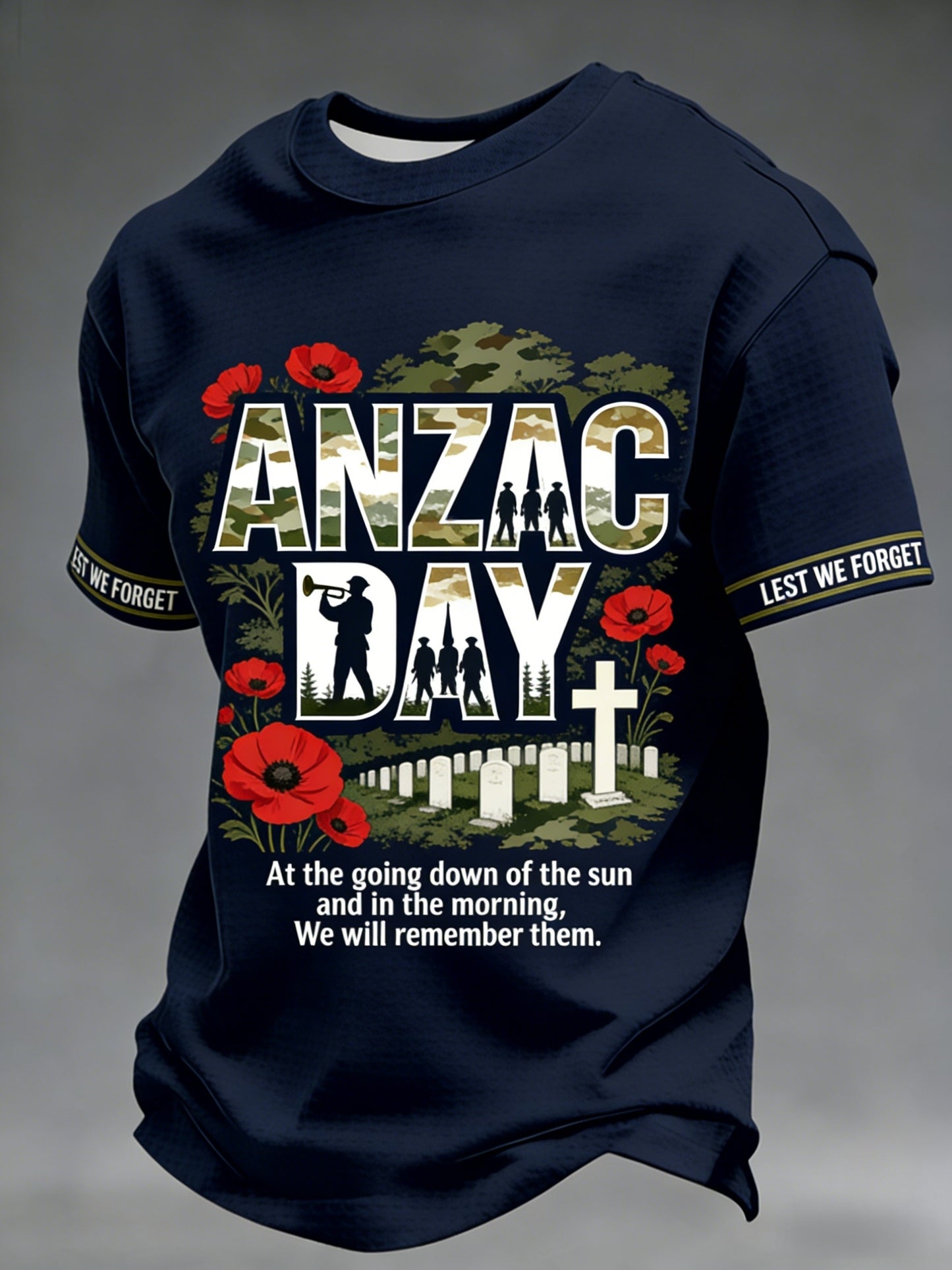 Men's Australia Anzac Day Lest We Forget Waffle Short Sleeve Top