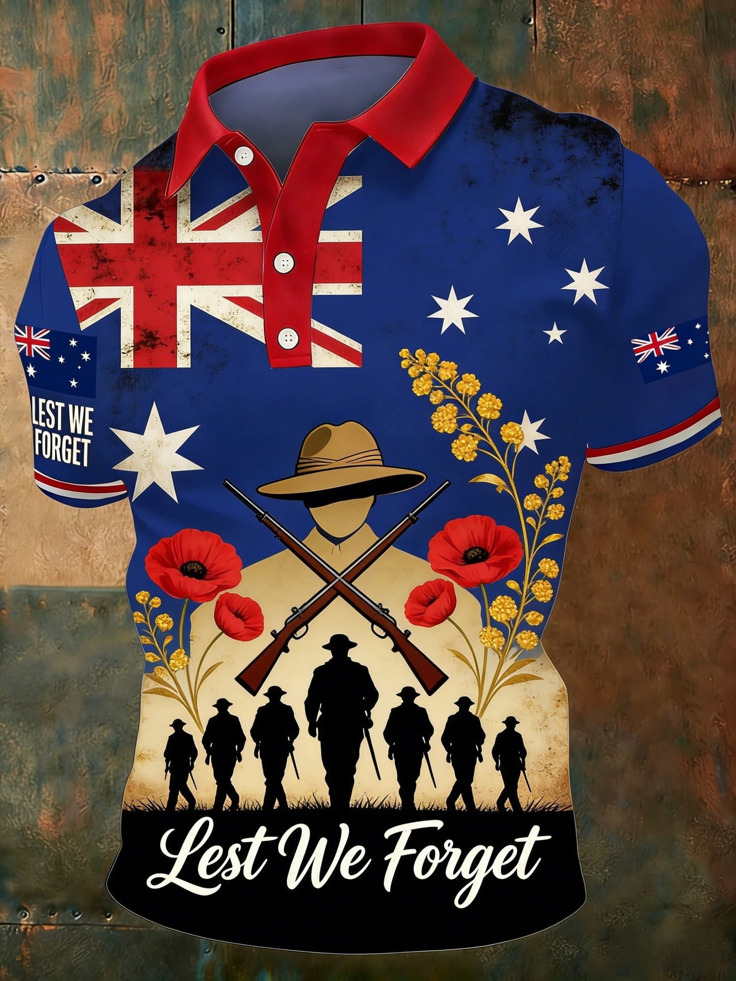 Men's Australia Anzac Day Lest We Forget Short Sleeve Top