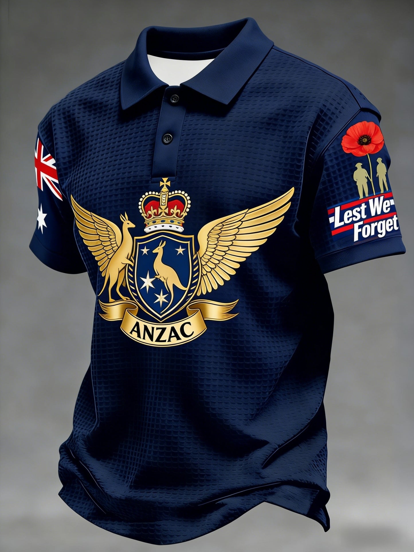 Men's Australia Anzac Day Lest We Forget Waffle Short Sleeve Top