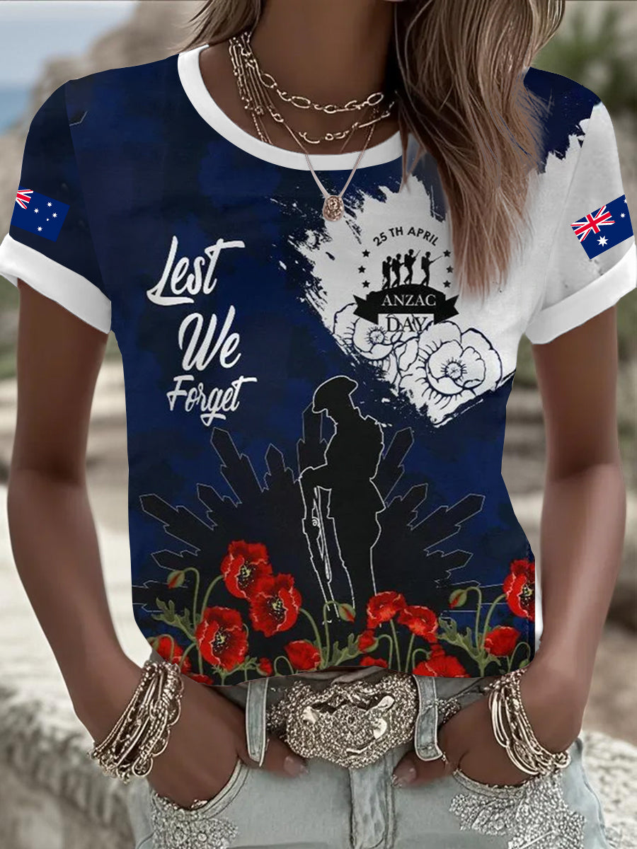 Women's Australia Anzac Day Lest We Forget Short Sleeve T-shirt