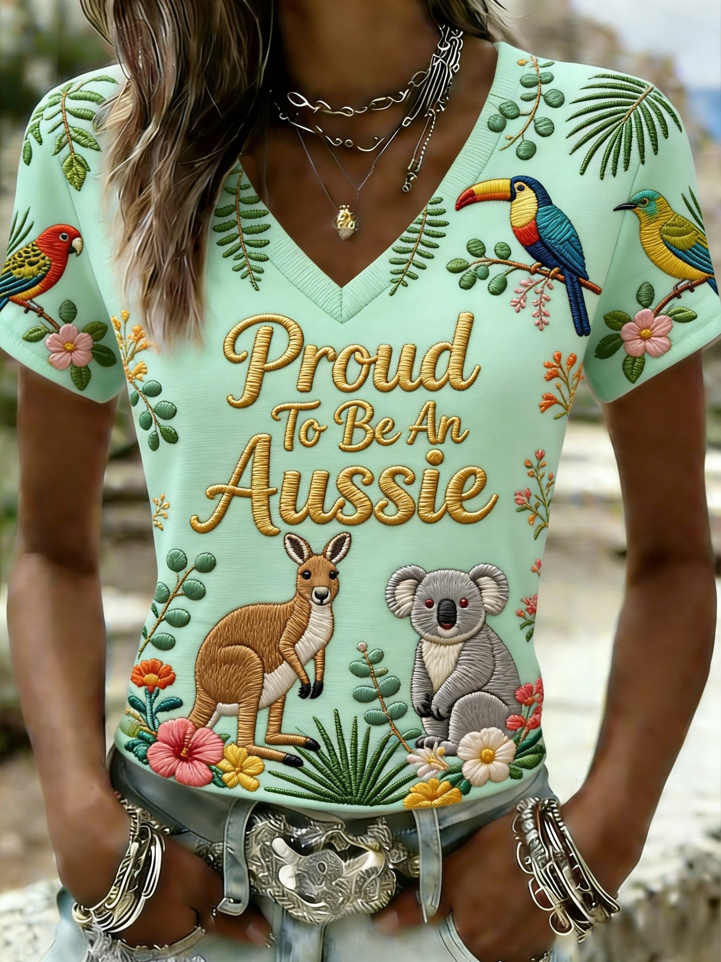 Women's Vintage Aussie Cute Koala Casual Comfortable Short-Sleeve T-Shirt