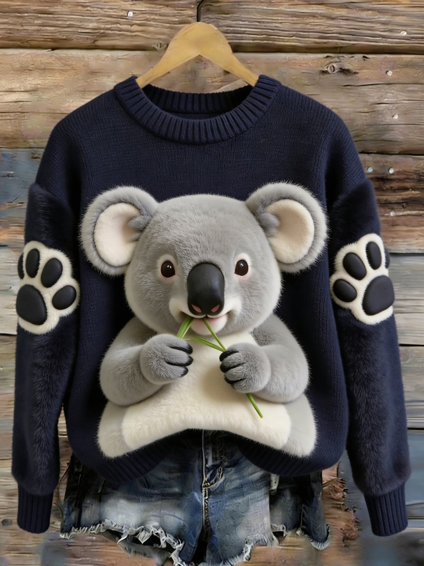Women's Vintage Aussie Cute Koala Casual Comfortable Long-Sleeve Sweatshirt
