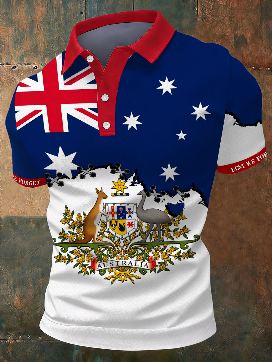 Men's Australia Anzac Day Lest We Forget Short Sleeve Top