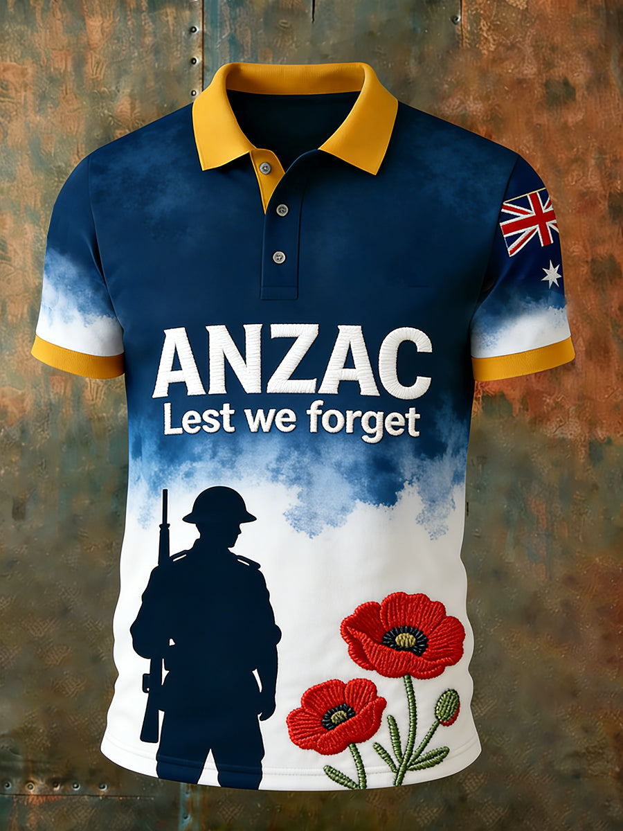 Retro Australian ANZAC Day Commemorative Polo Shirt