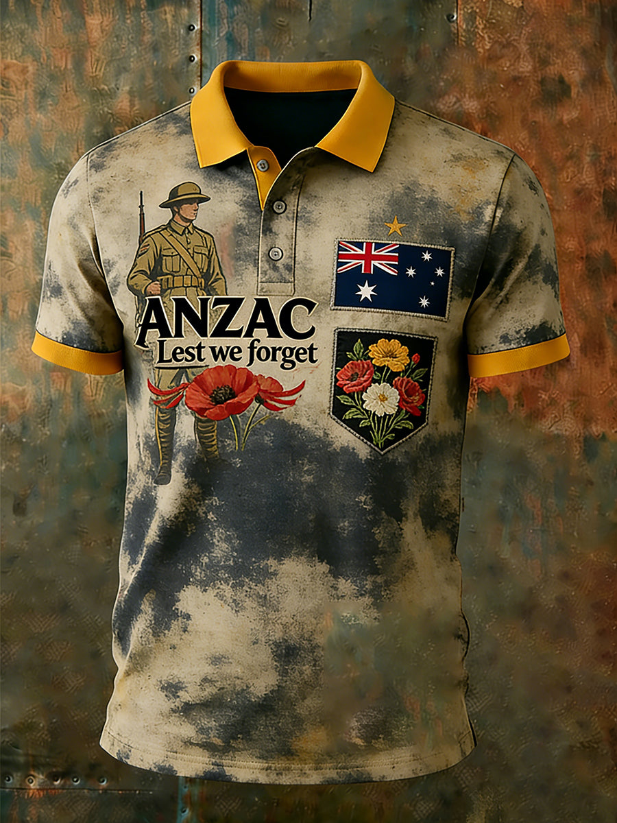 Retro Australian ANZAC Day Commemorative Polo Shirt