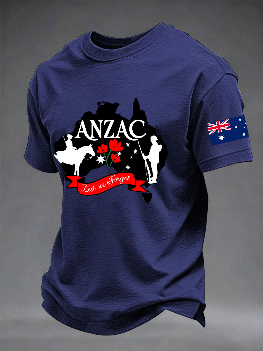 Men's Australia Anzac Day Lest We Forget Short Sleeve T-shirt