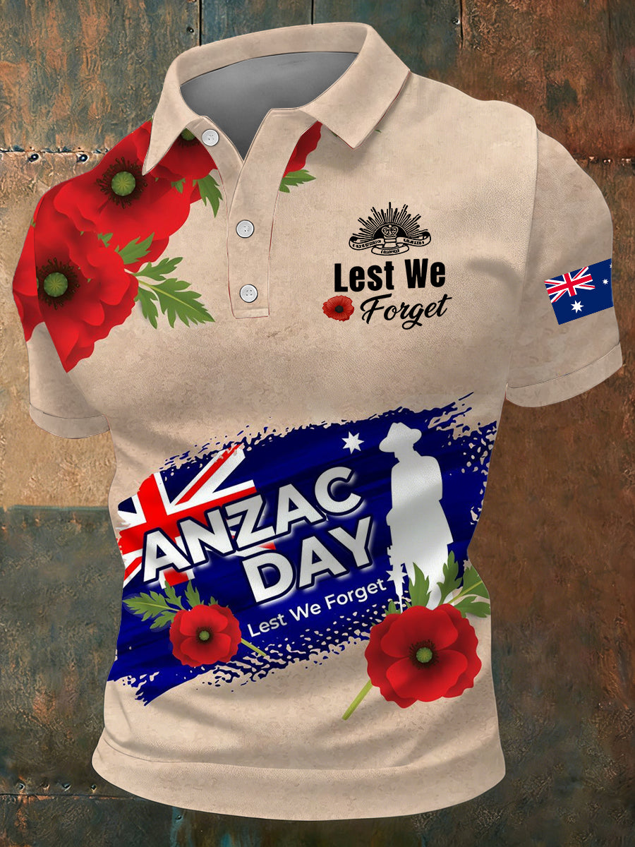 Men's Australia Anzac Day Lest We Forget Short Sleeve Top