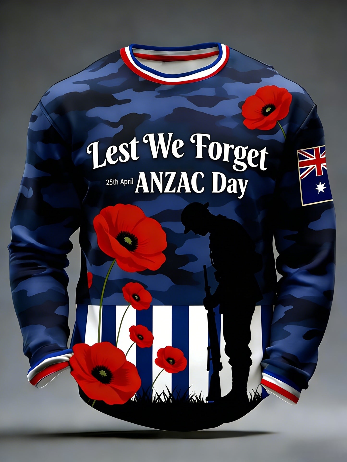 Men's Australia Anzac Day Lest We Forget Long-Sleeve Top