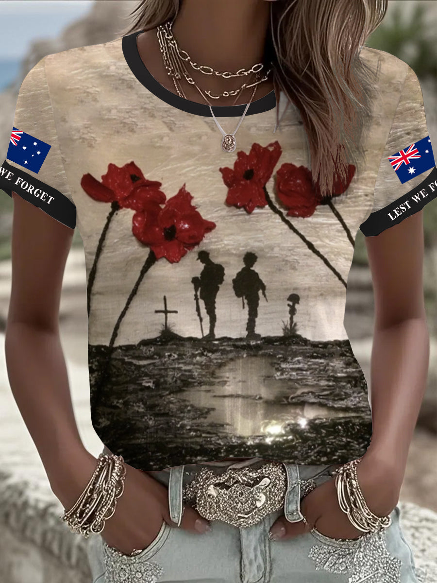 Women's Australia Anzac Day Lest We Forget Short Sleeve T-shirt
