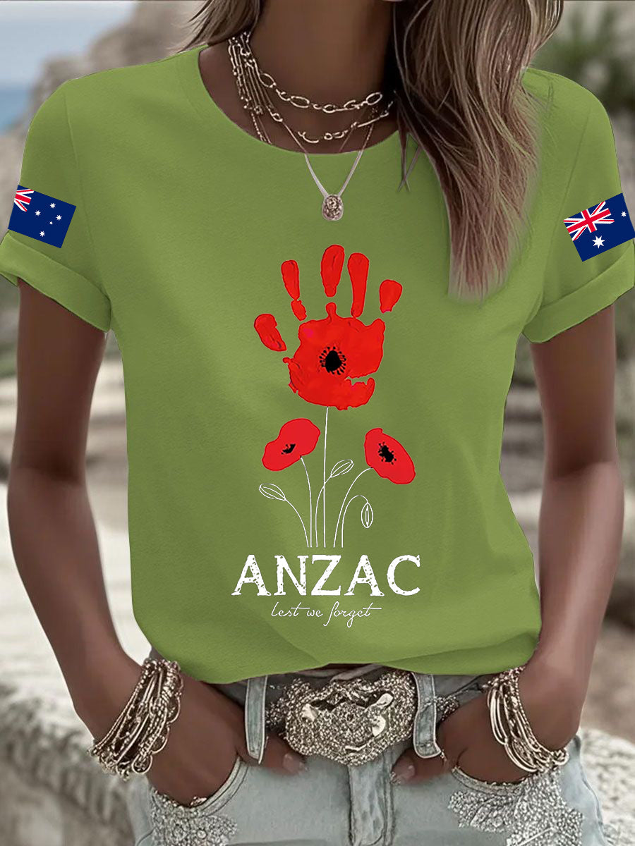 Women's Australia Anzac Day Lest We Forget Short Sleeve T-shirt