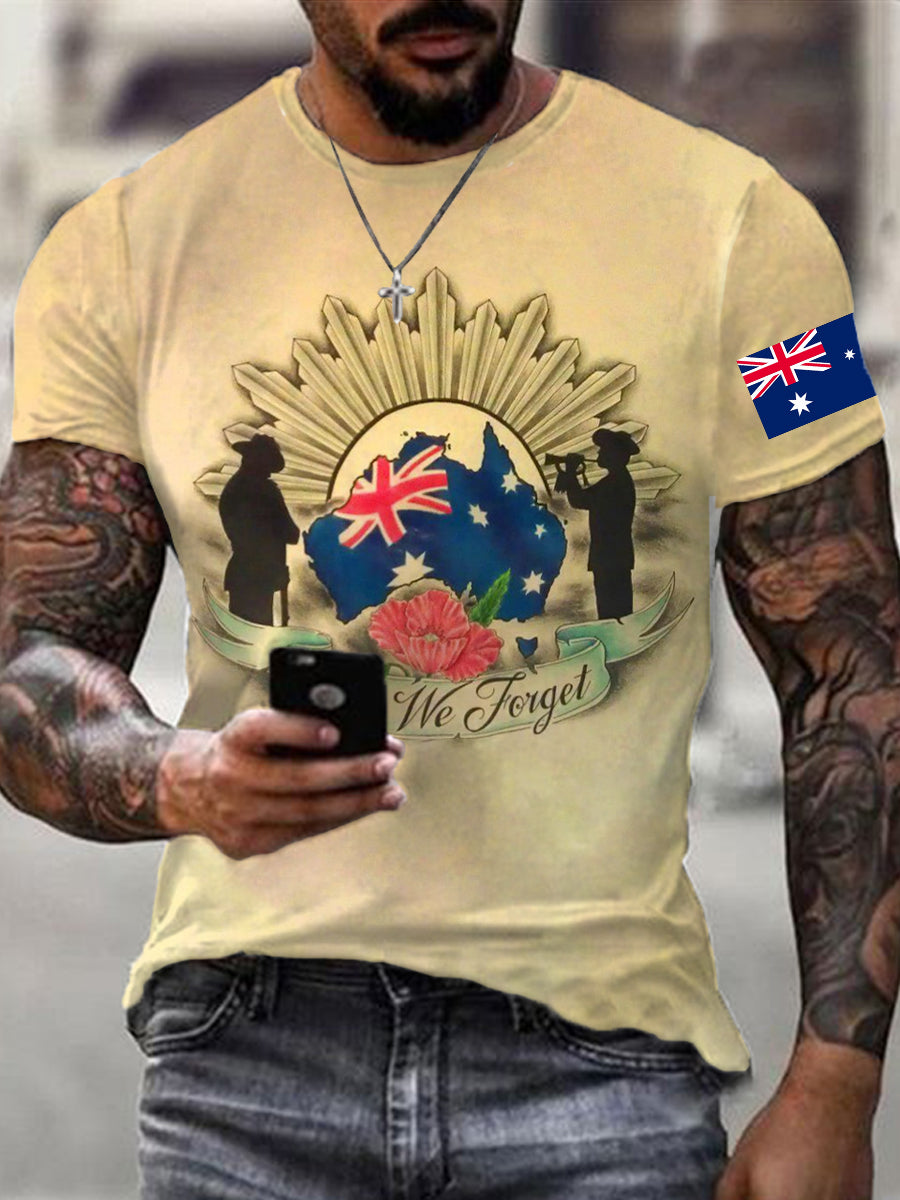 Men's Australia Anzac Day Lest We Forget Short Sleeve T-shirt