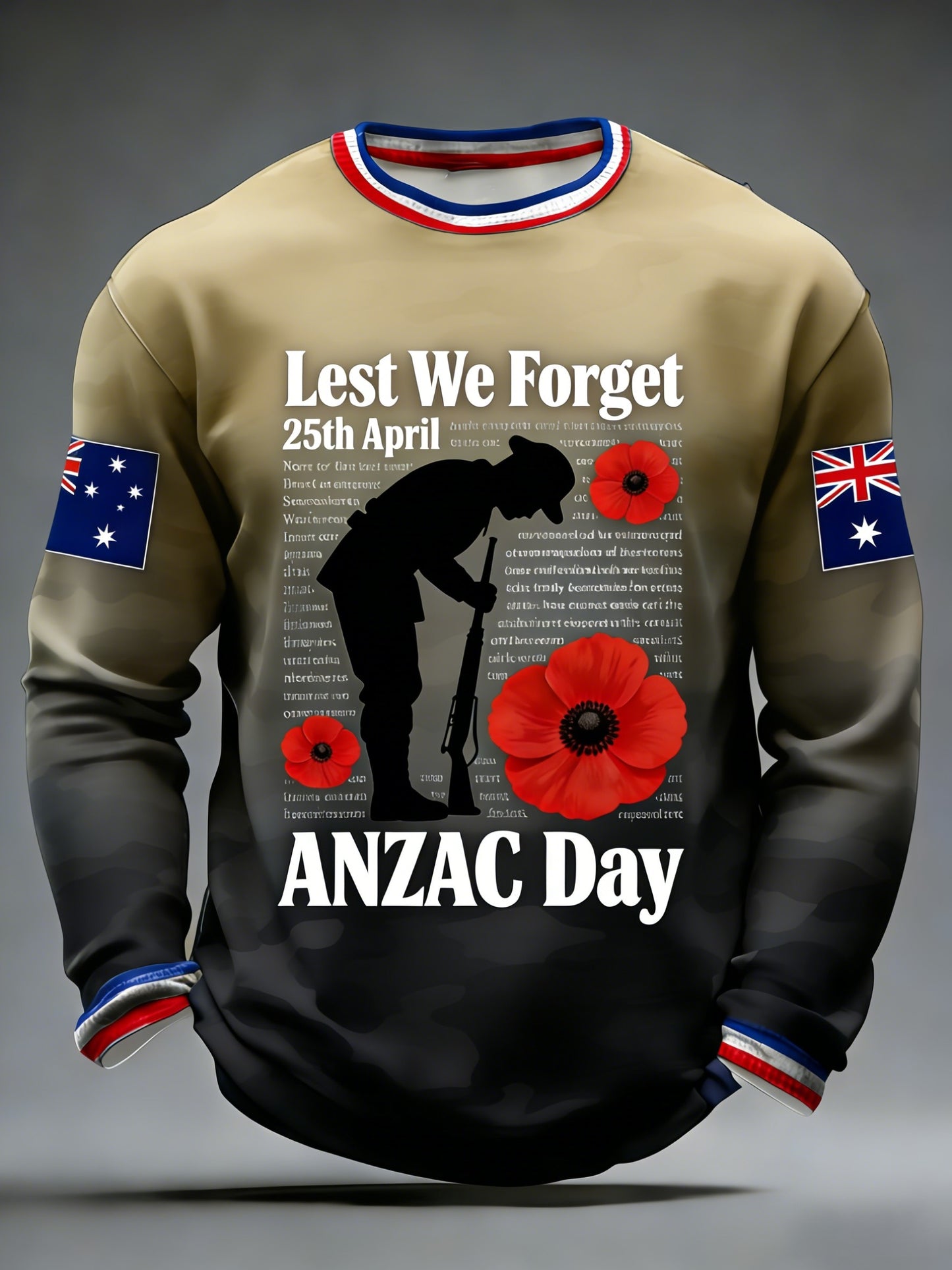 Men's Australia Anzac Day Lest We Forget Long-Sleeve Top
