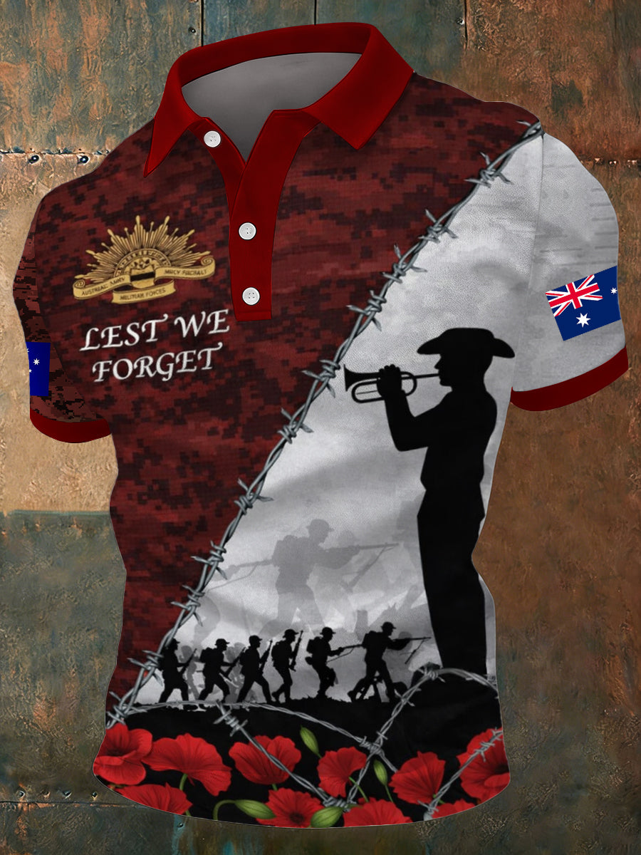 Men's Australia Anzac Day Lest We Forget Short Sleeve Top