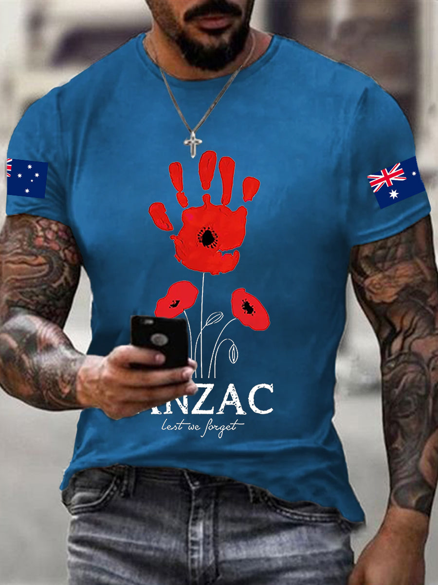 Men's Australia Anzac Day Lest We Forget Short Sleeve T-shirt
