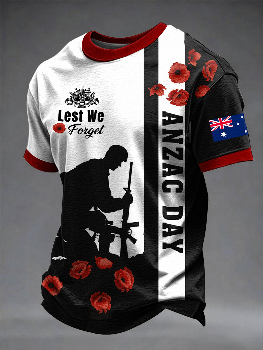 Men's Australia Anzac Day Lest We Forget Short Sleeve T-shirt