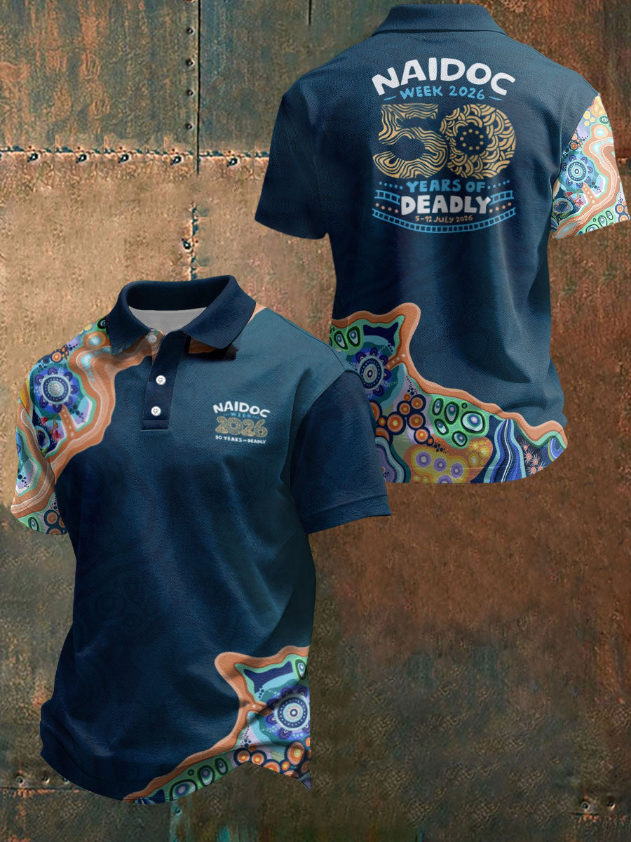 Men's AU 50 Years of Deadly NAIDOC Week Aboriginal Culture Printed Casual Tops