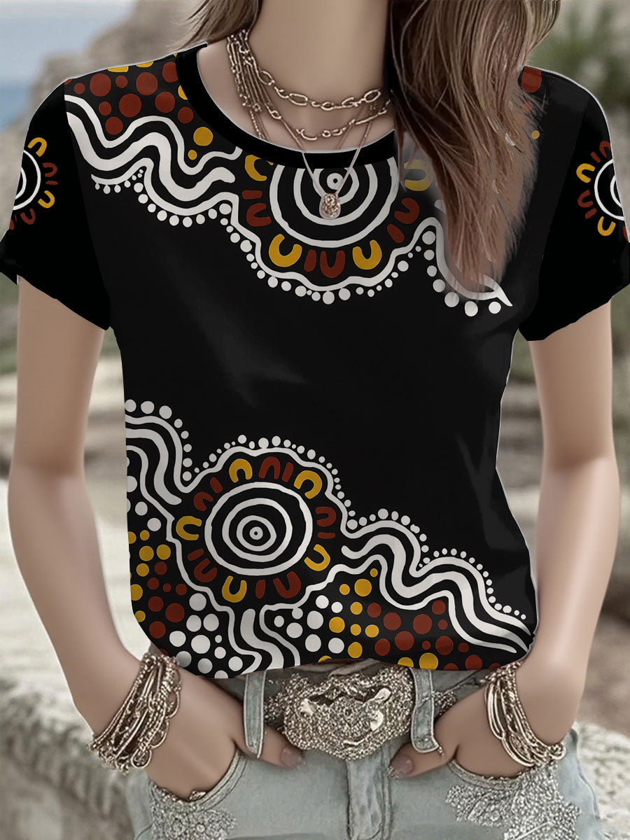 Women's AU Aboriginal Culture Printed short-sleeved T-shirt
