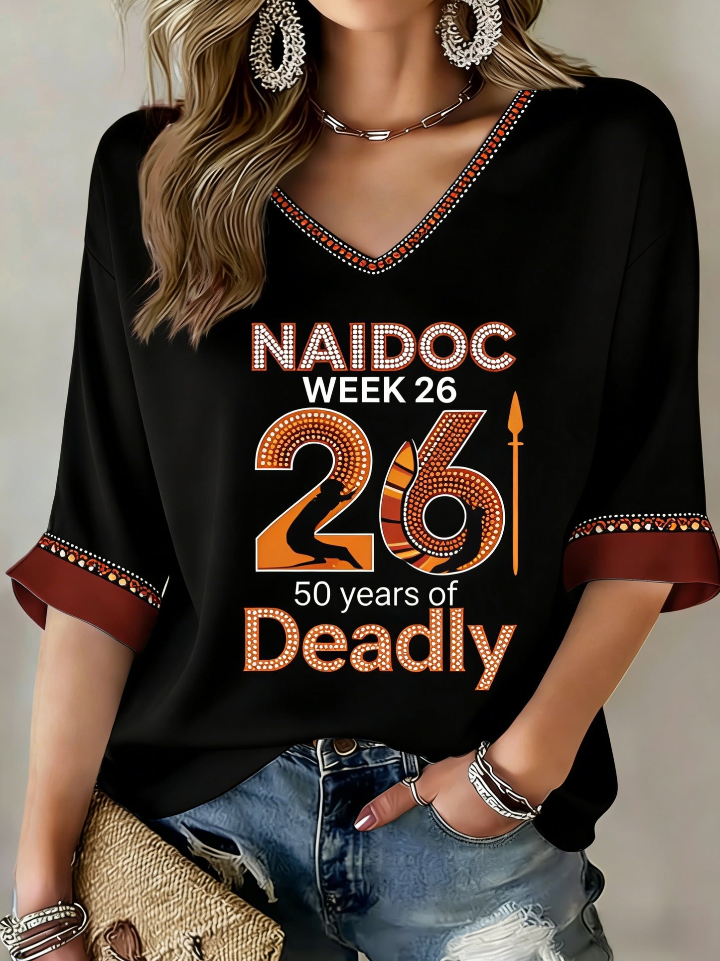 Women's AU Aboriginal Art NAIDOC Week Printed T-Shirt