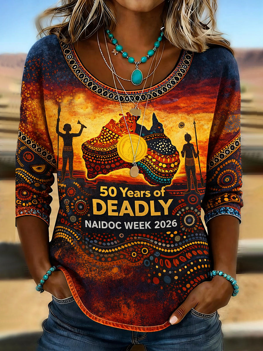 Retro Australian Art Print Casual Top