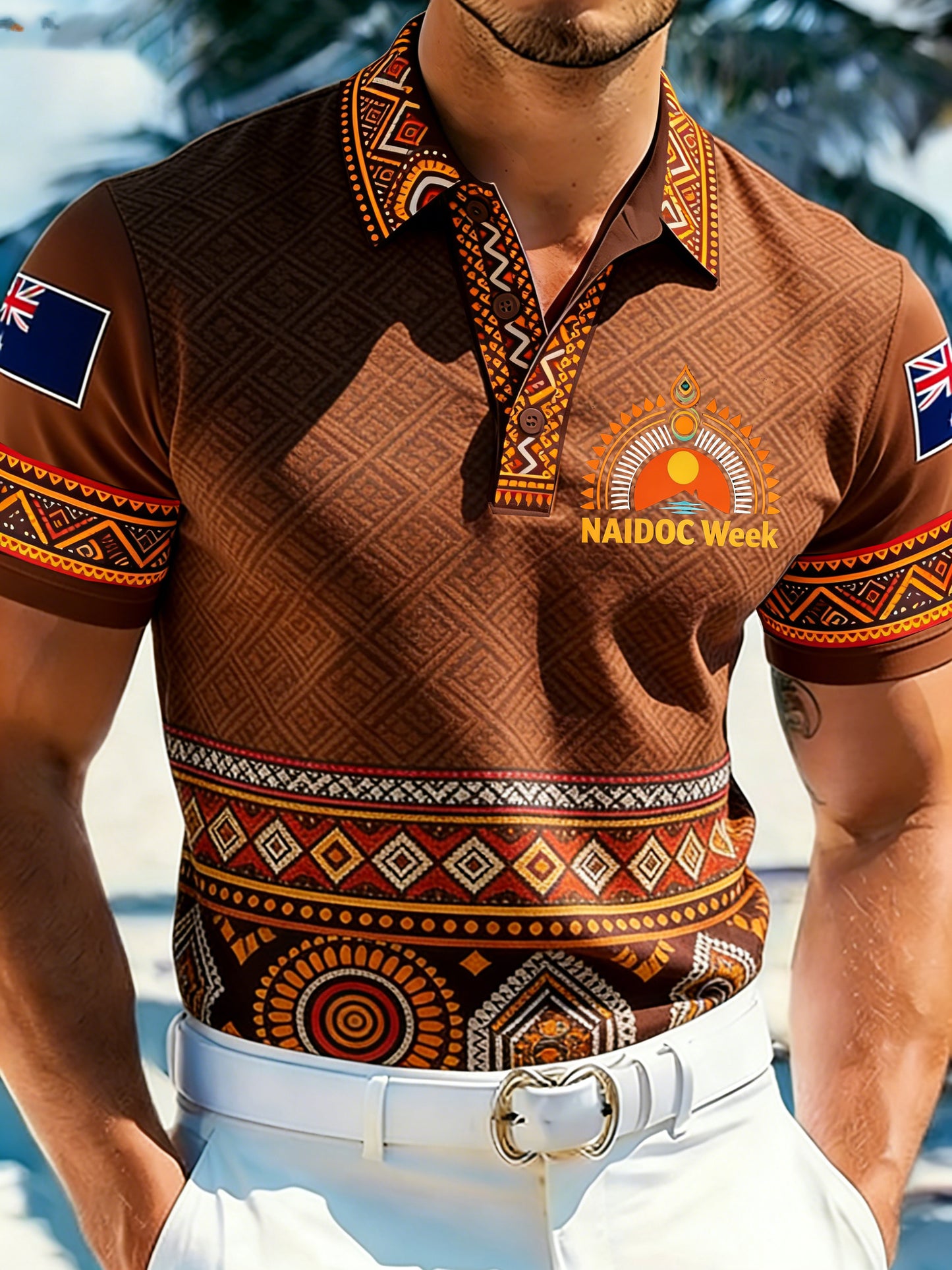 Men's Naidoc Week Print Polo Shirt