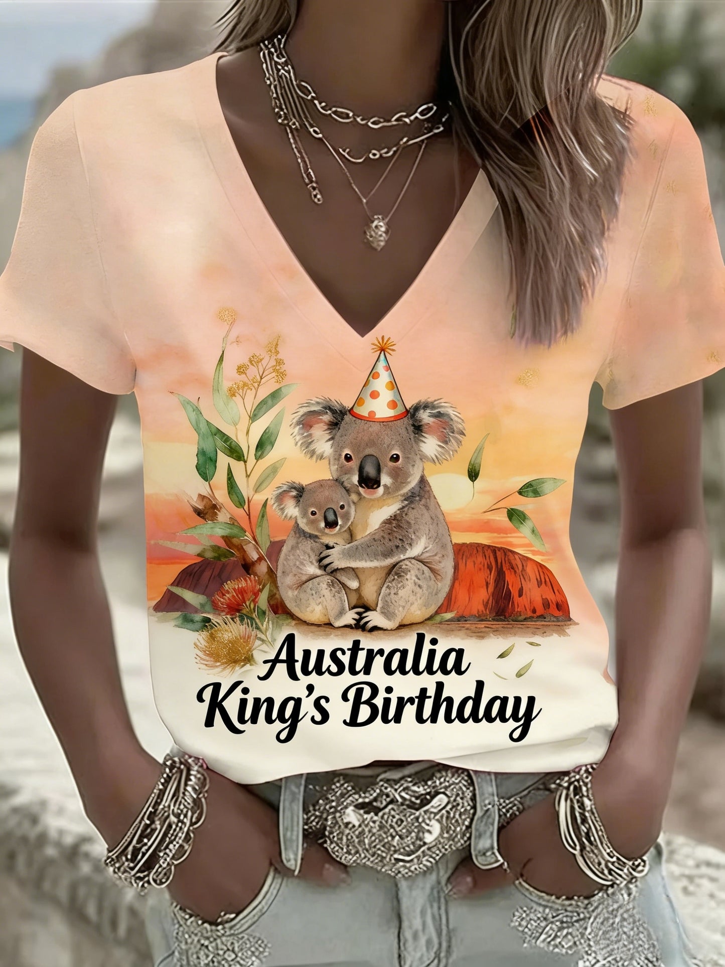 Women's Vintage Australian King's Birthday Casual Comfortable Short Sleeve T-Shirt