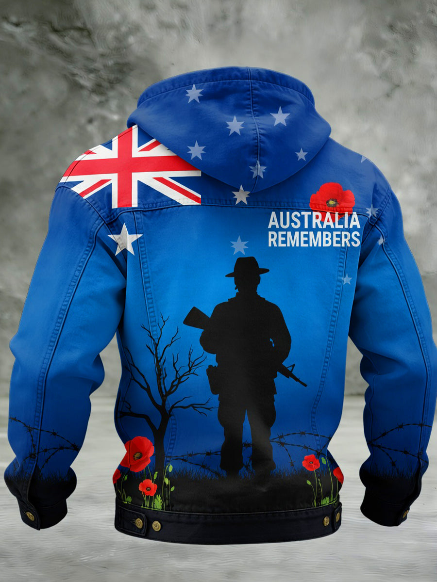 Retro Australian Art Print Casual Hoodie Jacket