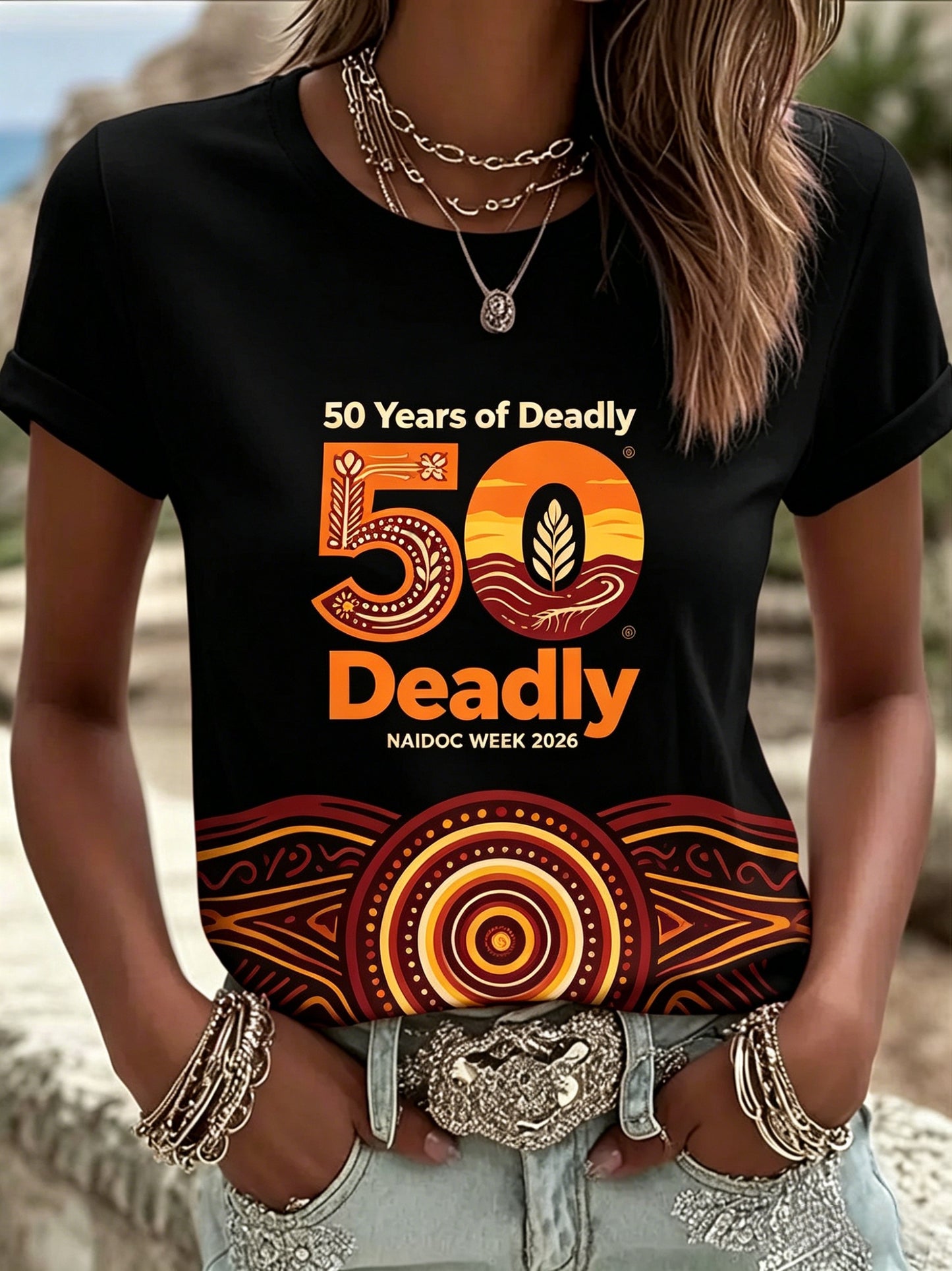 Women's AU Aboriginal Art NAIDOC Week Printed T-Shirt