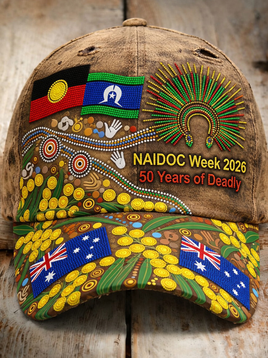 Unisex Vintage Australian-Style NAIDOC Art Print Casual Hat
