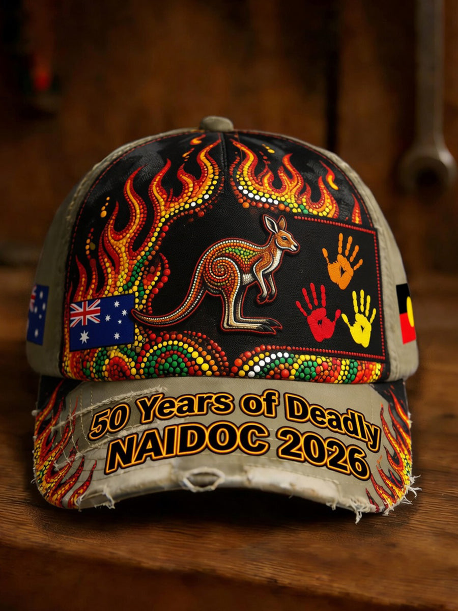 Unisex Vintage Australian-Style NAIDOC Art Print Casual Hat