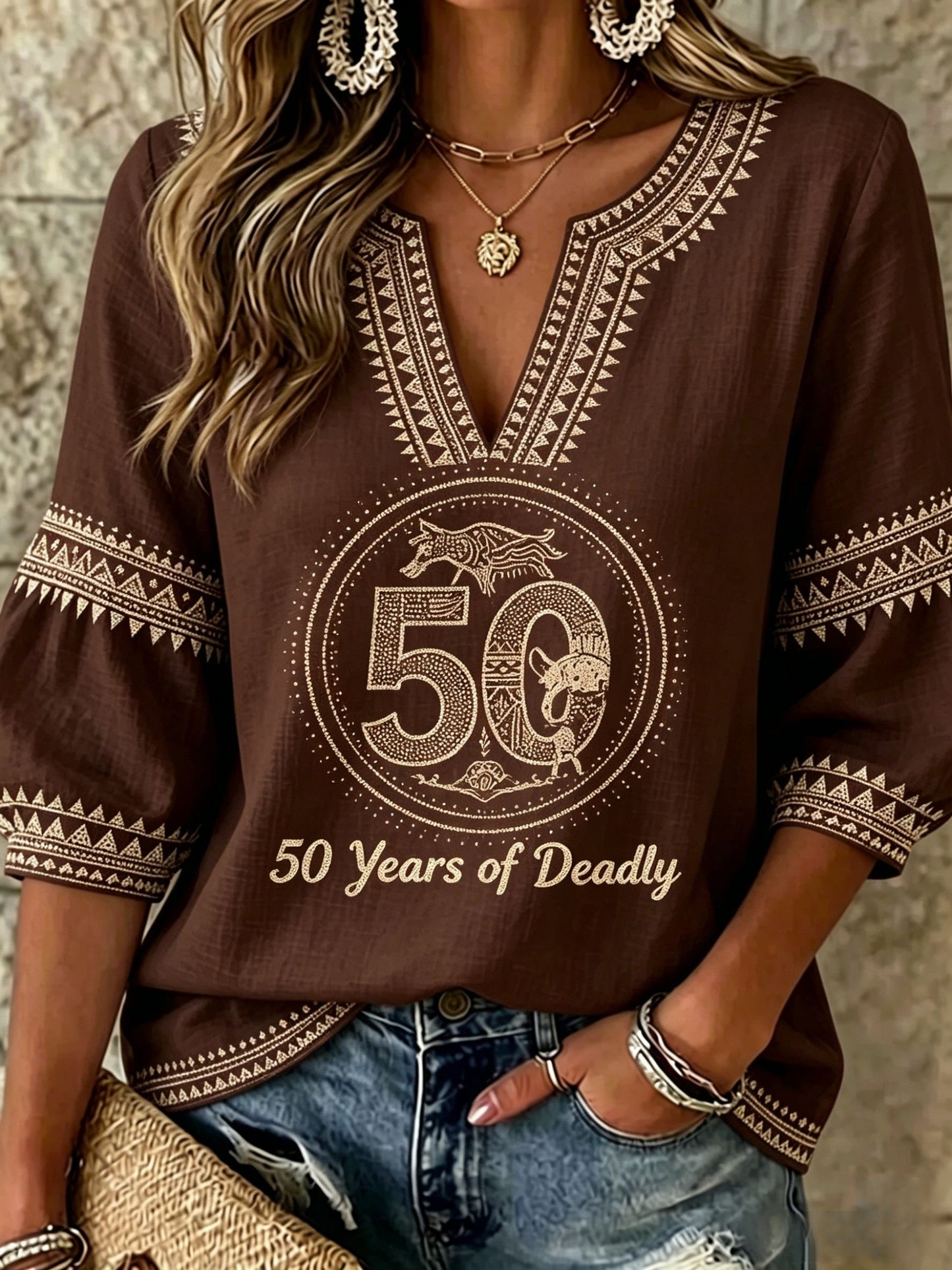 Women's AU Aboriginal Art NAIDOC Week Casual V-Neck Top