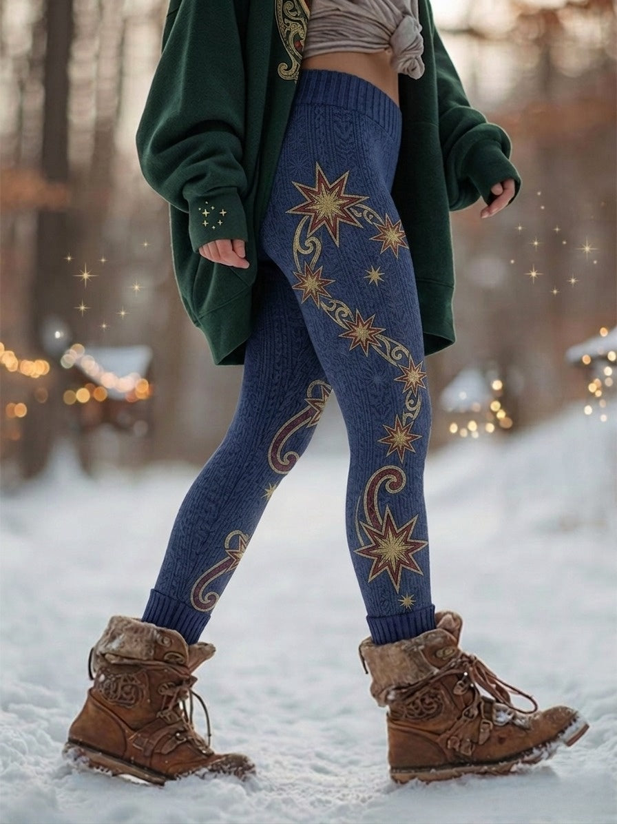 Women's Maori Art Matariki Printed Thermal Stretch Leggings