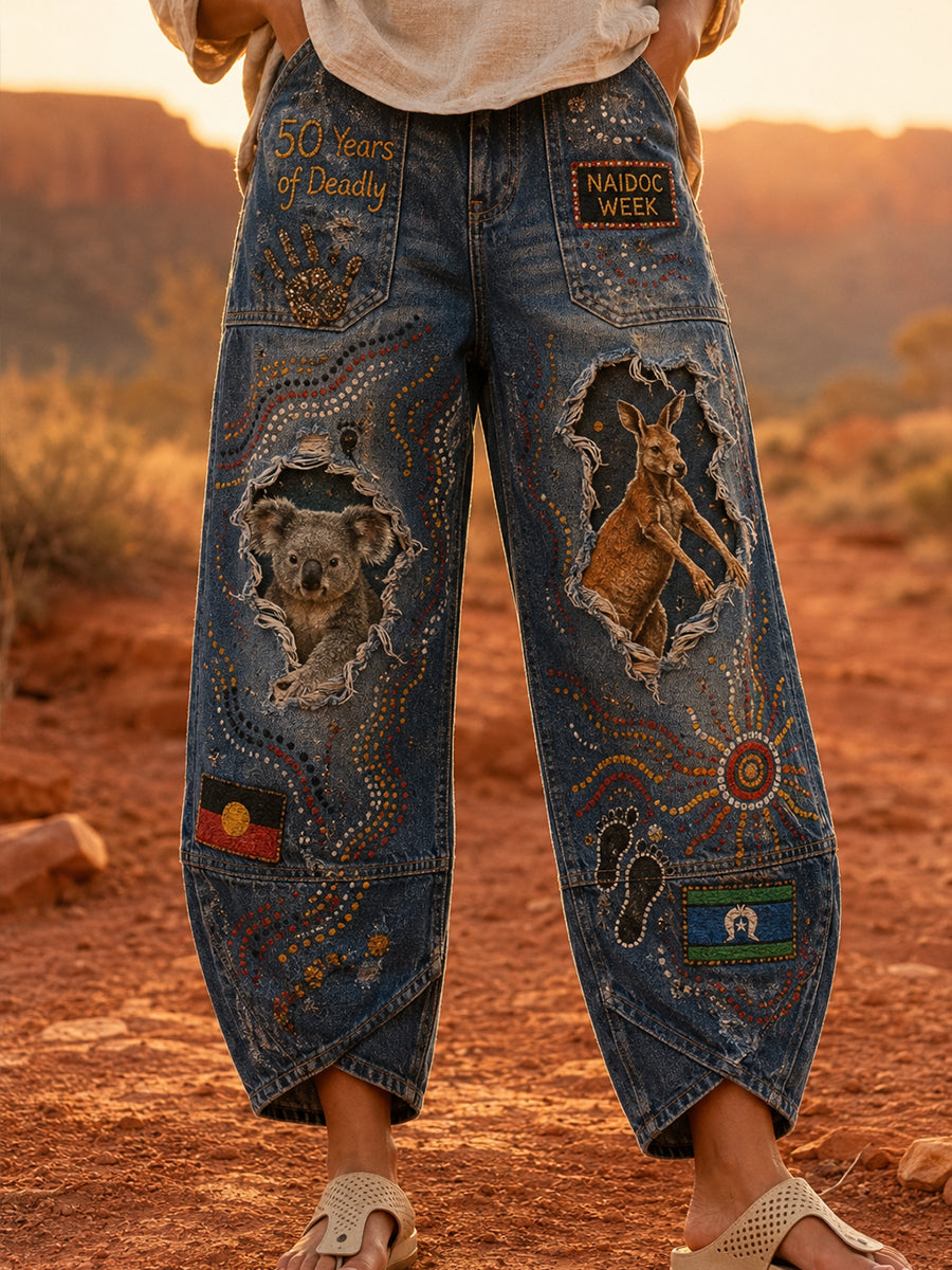 Women's Naidoc Week Art Print Flared Trousers