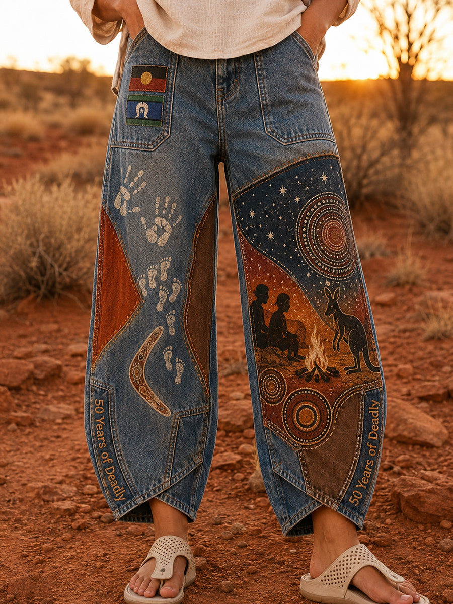 Women's Naidoc Week Art Print Flared Trousers