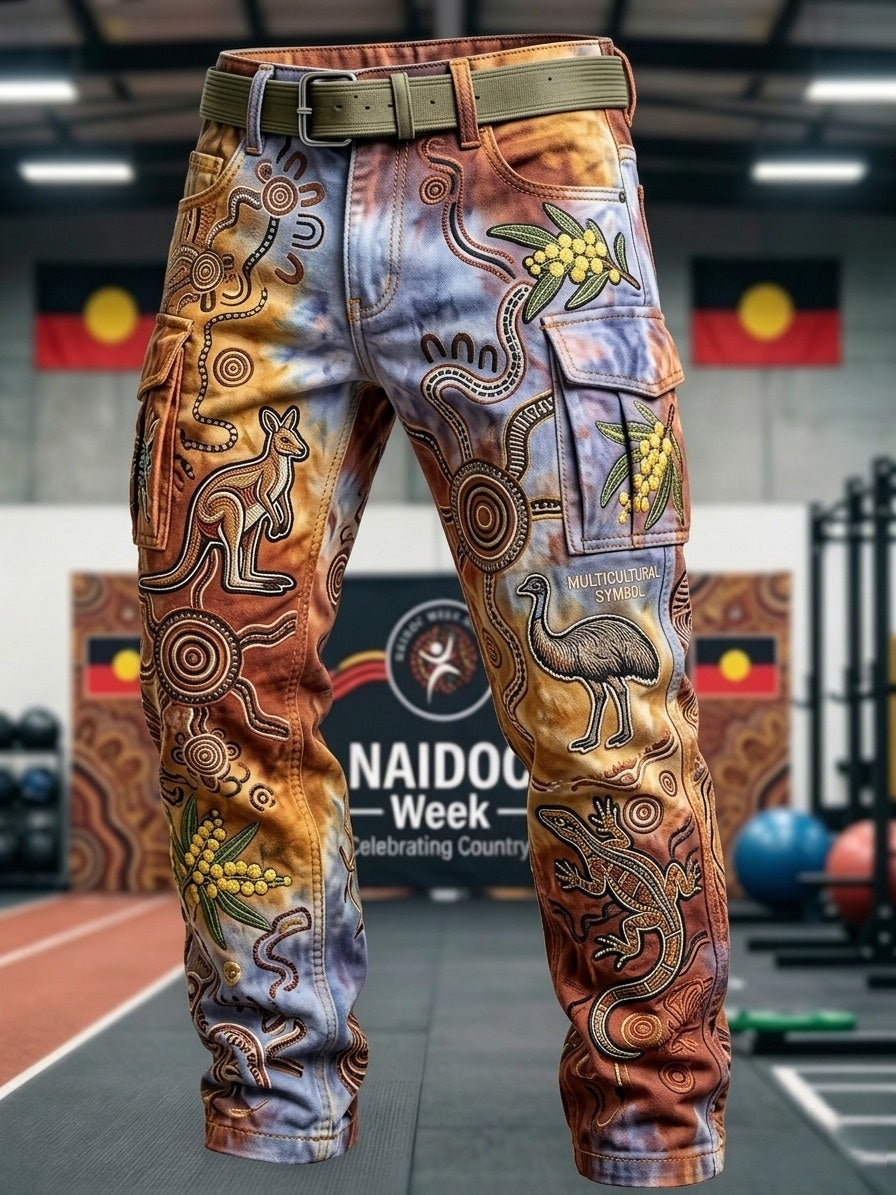 Men's AU Aboriginal Culture Printed Business Style Casual Work Trouser