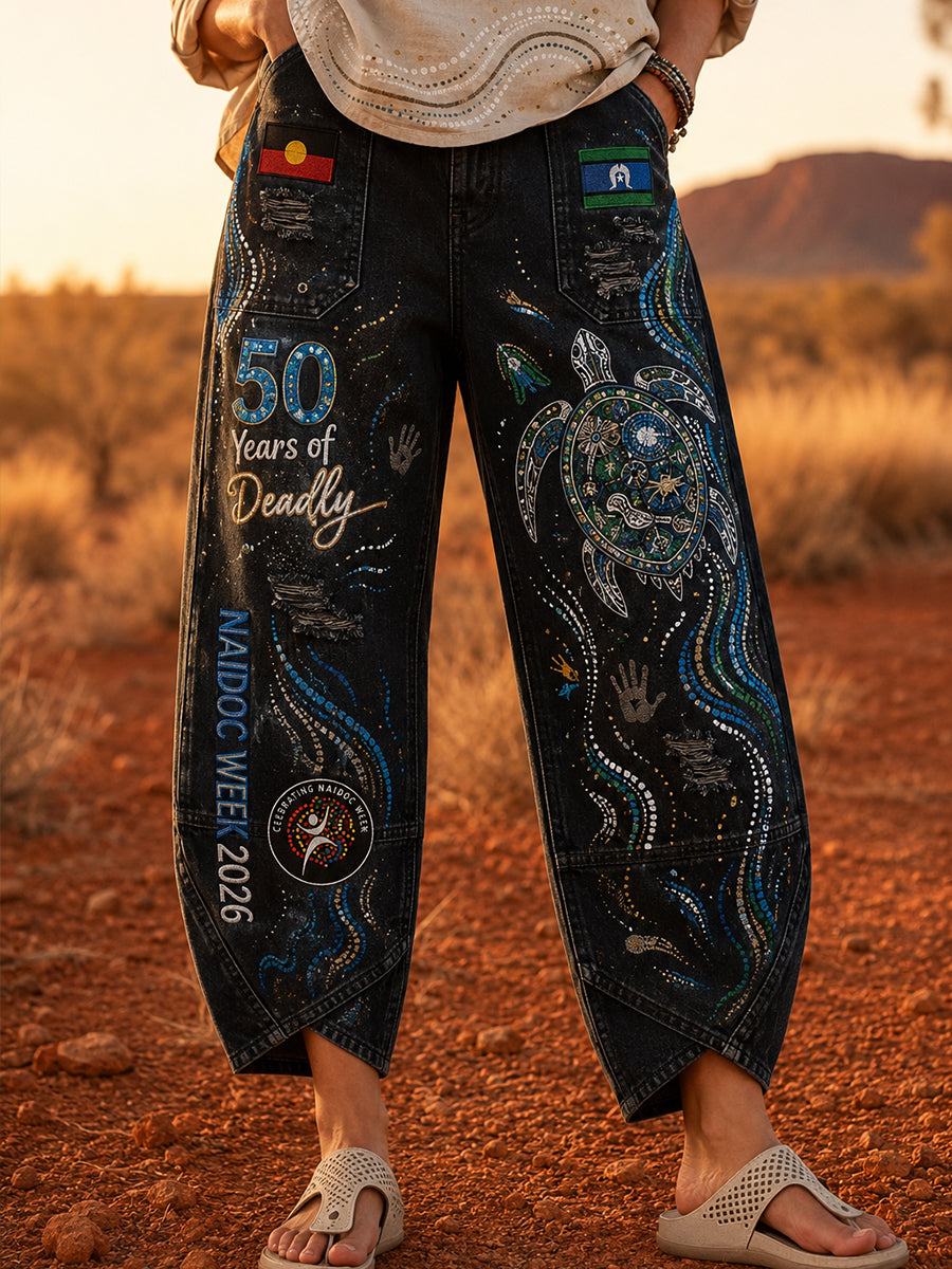 Women's Naidoc Week Australia Art Print Flared Trousers