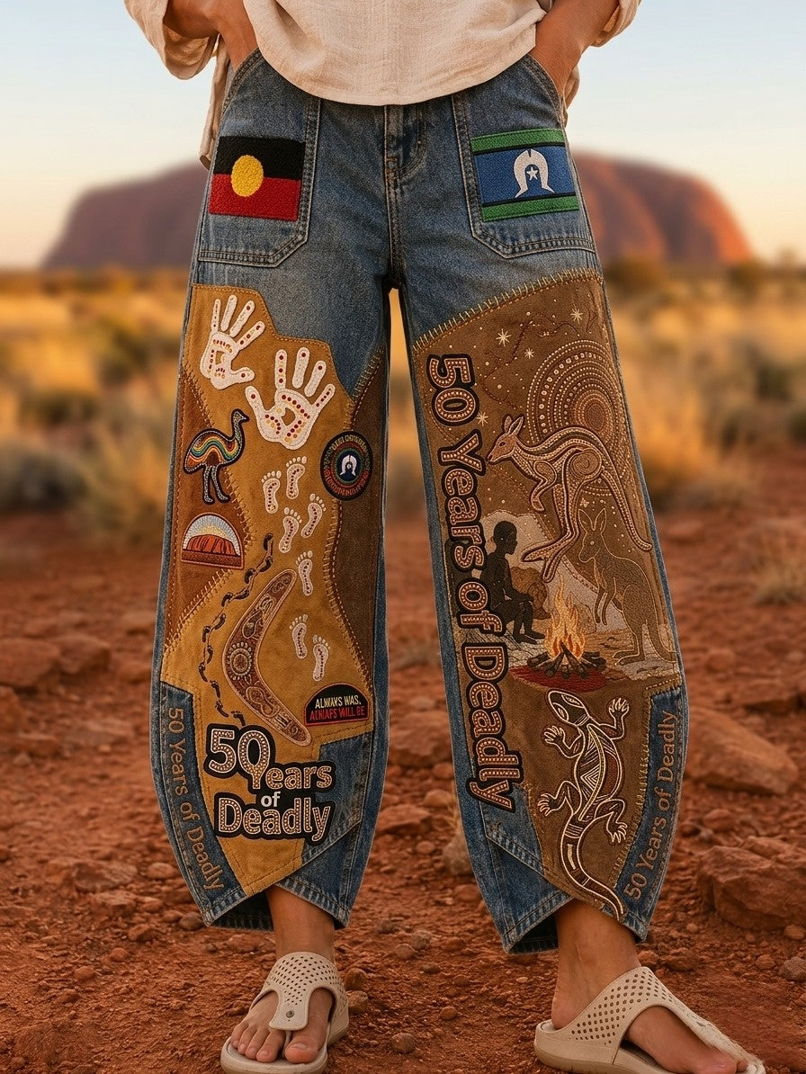 Women's Naidoc Week Art Print Flared Trousers