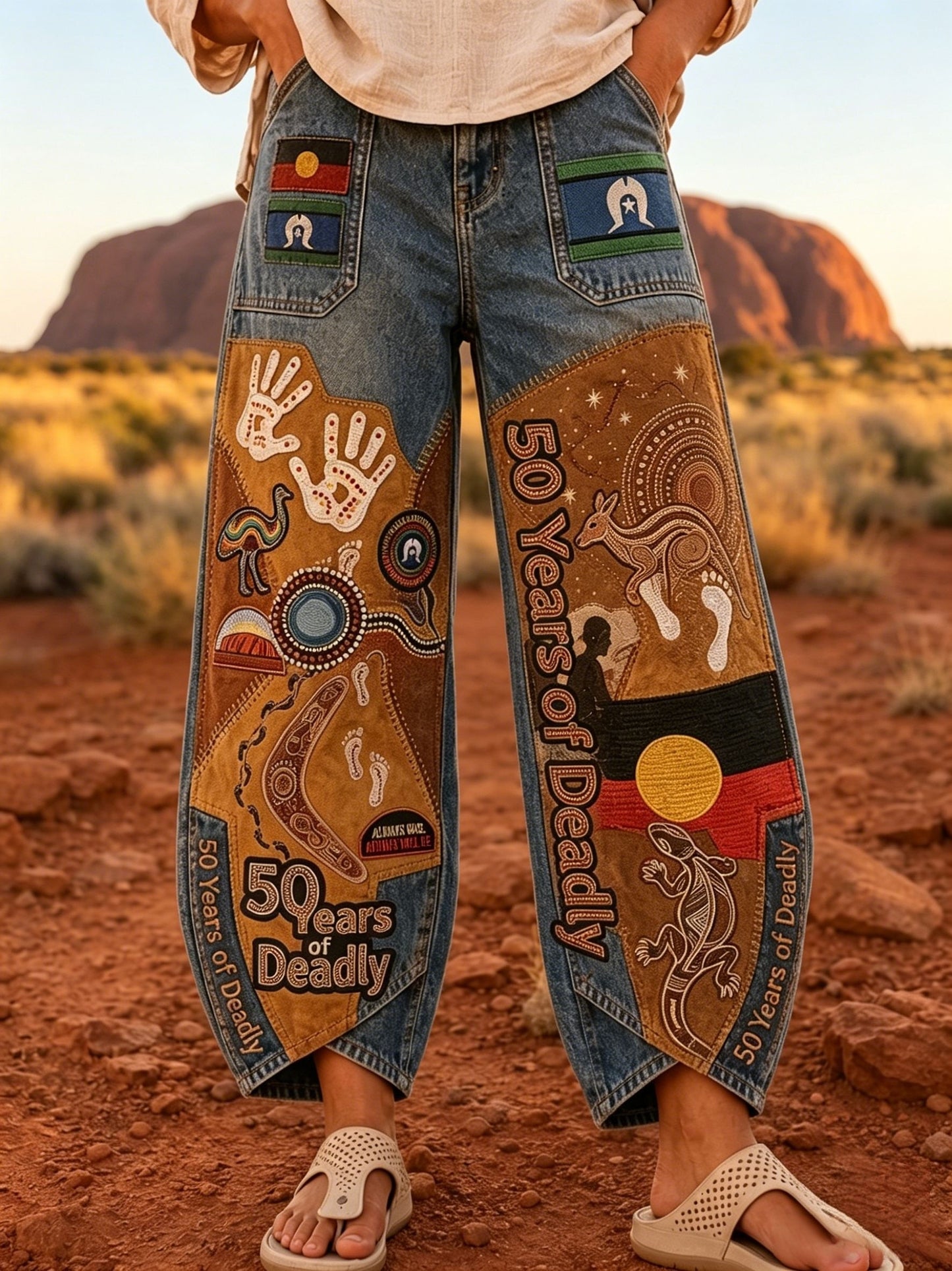 Women's Naidoc Week Art Print Flared Trousers