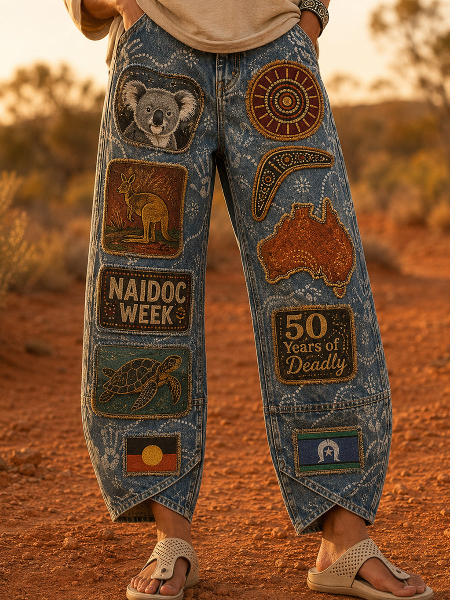 Women's Naidoc Week Australia Art Print Flared Trousers
