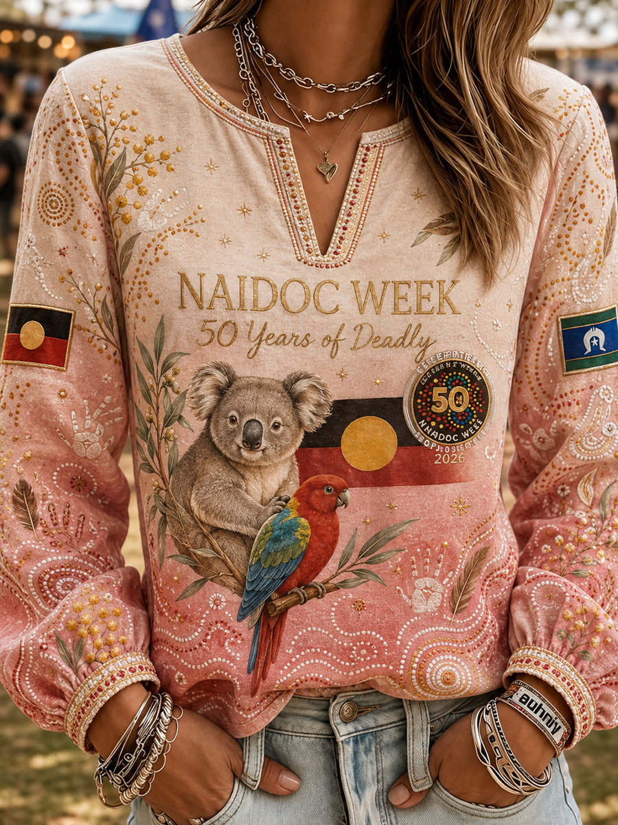 Women's Australia NAIDOC Week Cotton-Linen Long-Sleeve T-Shirt