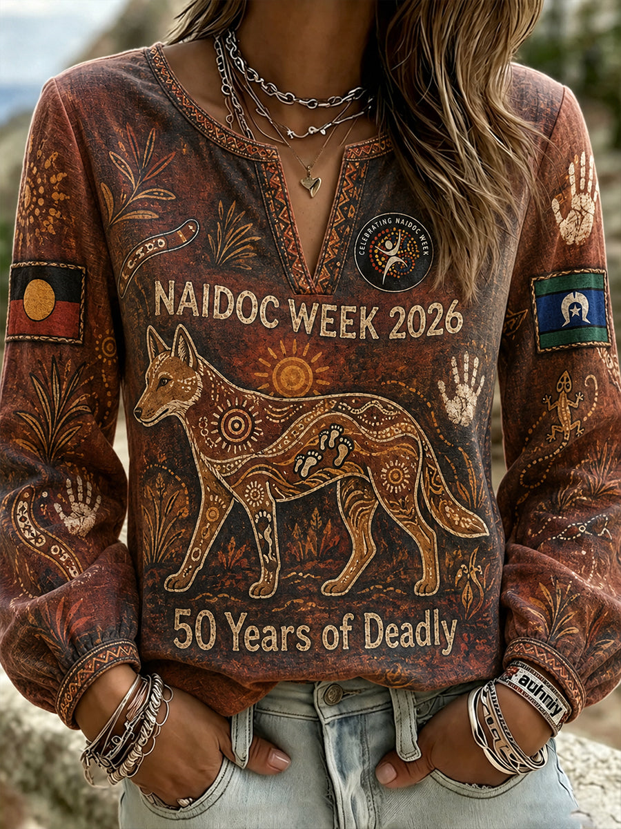 Women's Australia NAIDOC Week Cotton-Linen Long-Sleeve T-Shirt