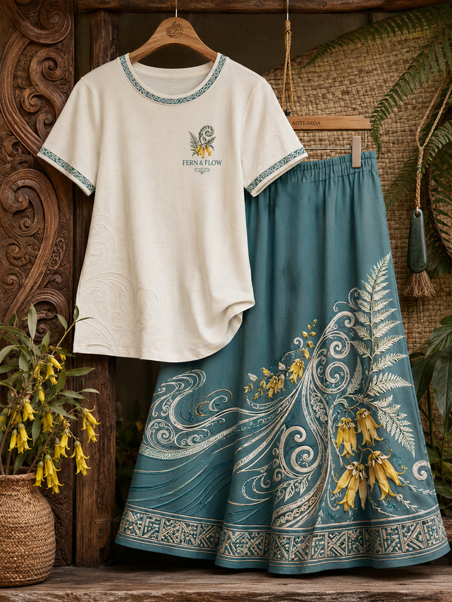 Women's NZ Maori Art Printed Linen Sets