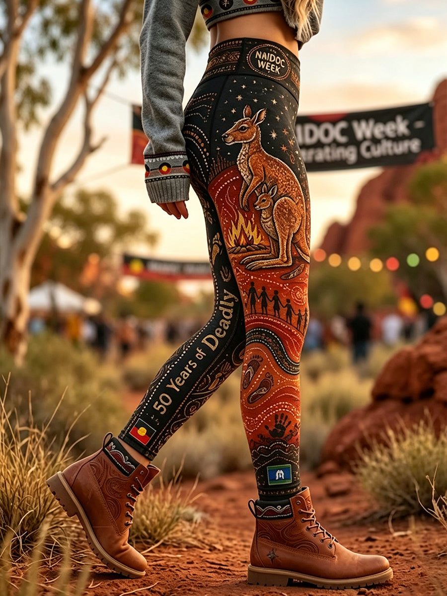 Women's Australia Naidoc Week High-Waisted Slim Fit Casual Leggings
