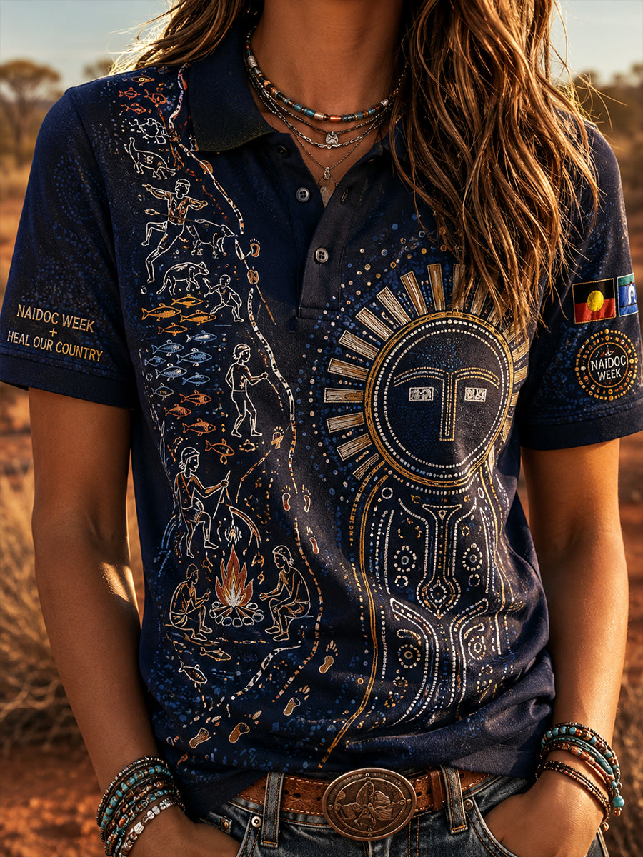 Women's Australia Naidoc Week Art Polo T-Shirt