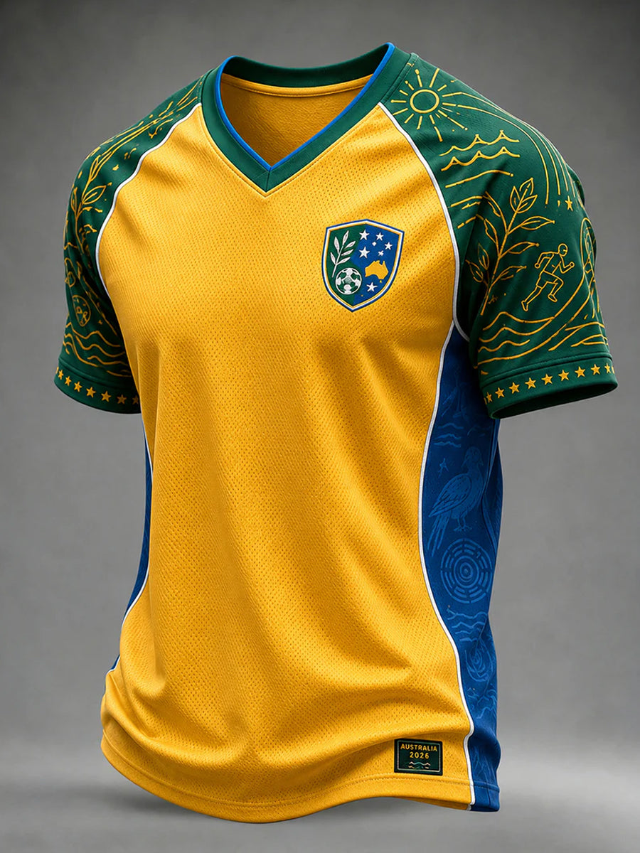 Men's Australia Soccer Fan Gift Short Sleeve V-neck T-shirt