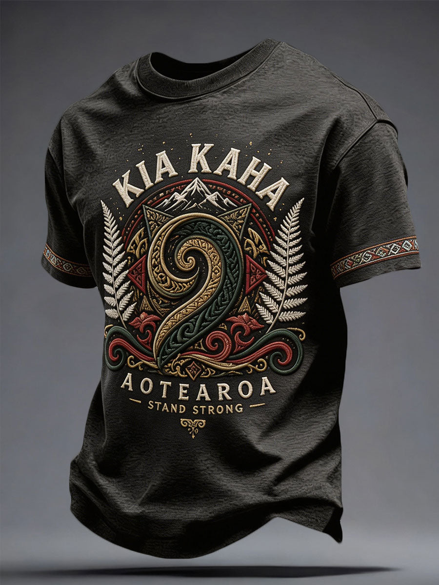 Men's NZ Maori Art Kia Kaha Printed T-shirt