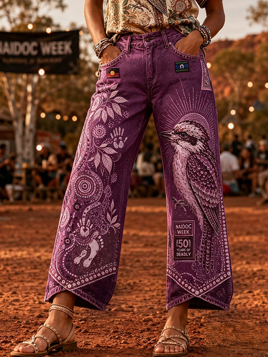 Women's Australia Naidoc Week Art Print Flared Trousers