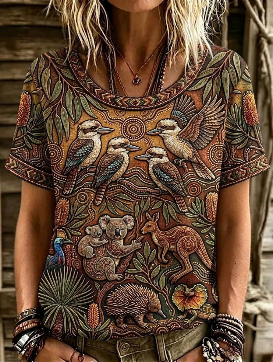 Women's AU Aboriginal Art NAIDOC Week Printed T-Shirt