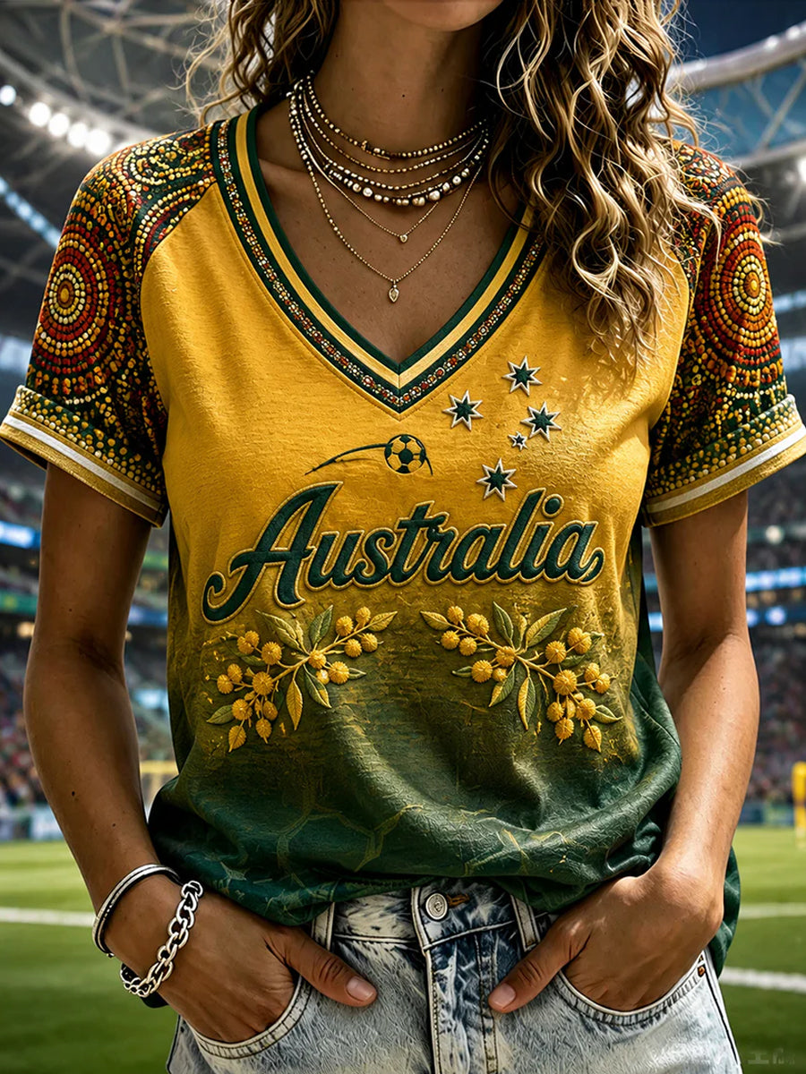 Women's Gift For Soccer Fans Print Casual V-neck Short-sleeved T-shirt